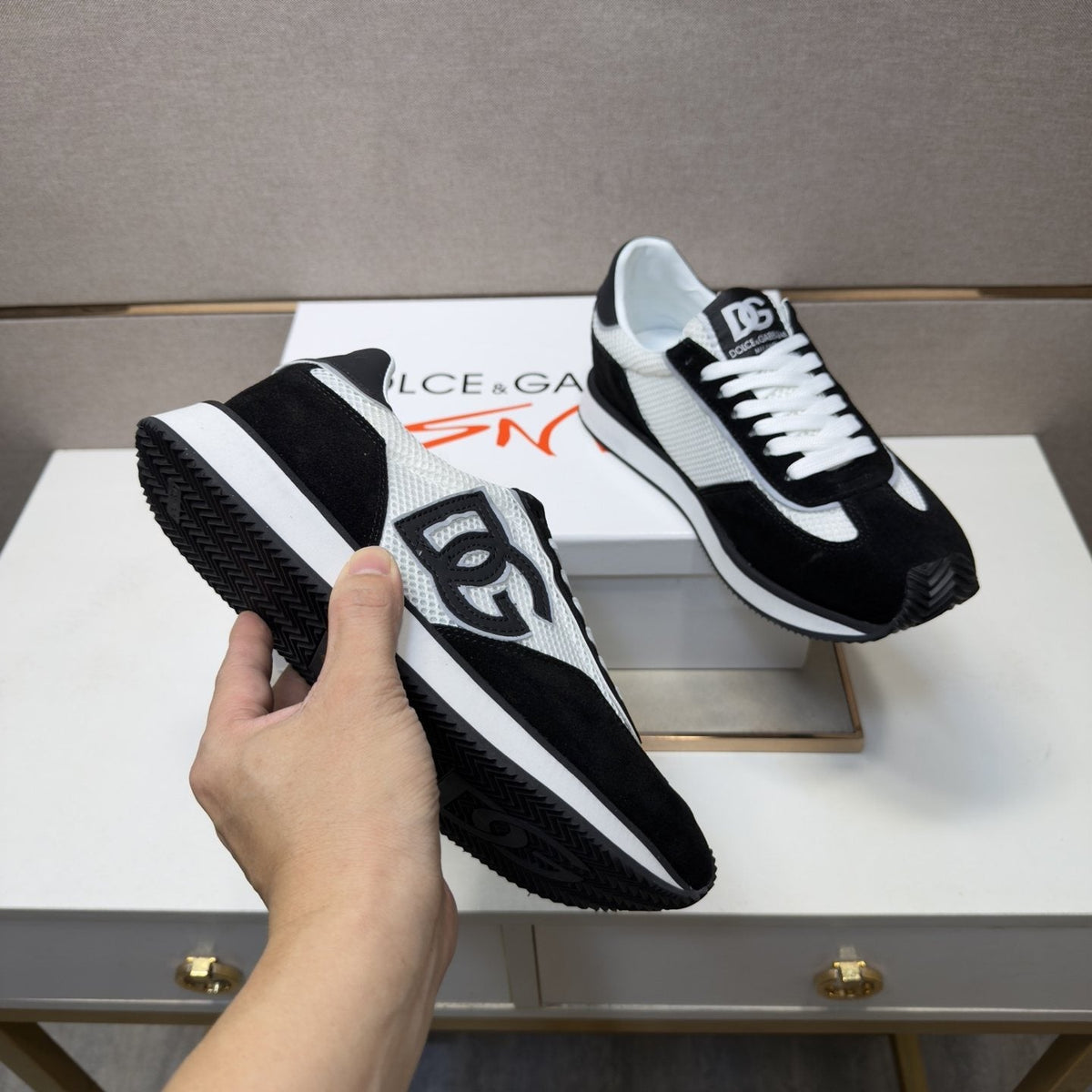 Dolce & Gabbana Black and White Panel Sneakers