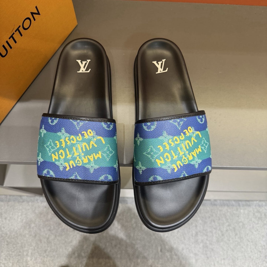 Louis Vuitton Multicolor Logo Slide Sandals