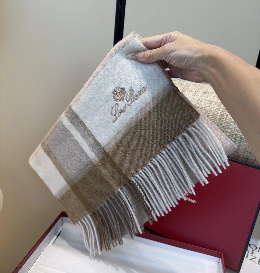 Loro Piana Plaid Fringe Scarf